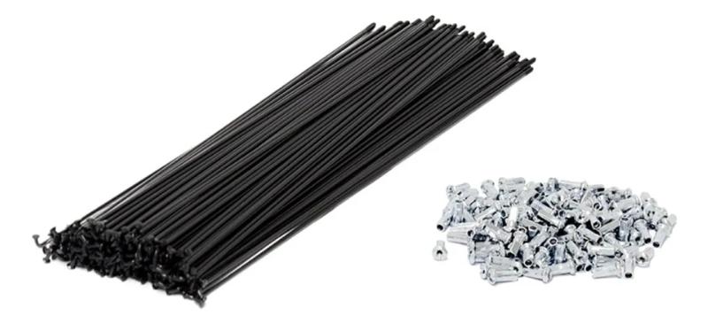 KIT COM 36 RAIOS E NIPLE 185MM INOX PRETO