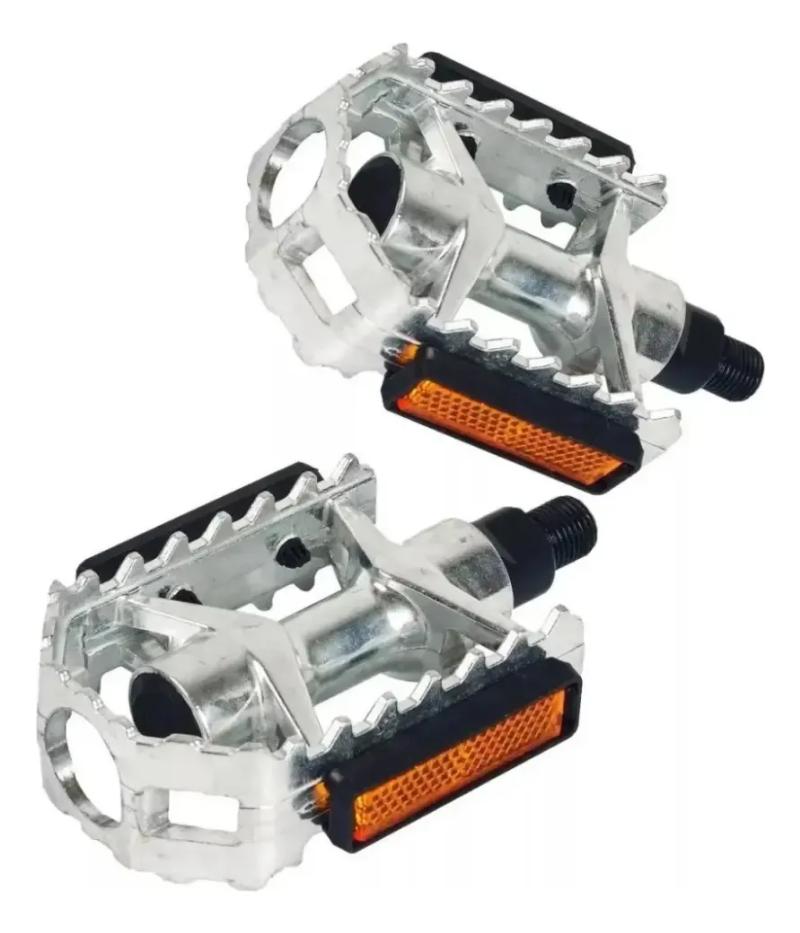 PEDAL PLATAFORMA ALUMINIO POLIDO ROSCA FINA