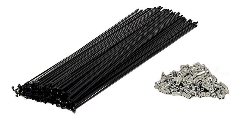 36 RAIOS PRETOS ZINCADOS C/NIPLE 2,0 X 185MM