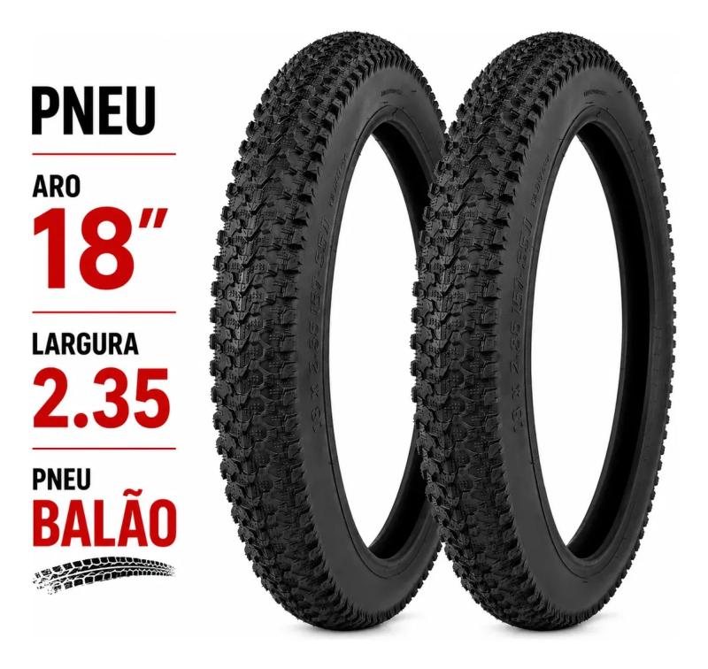 PAR PNEU BIKE BMX ARO 18 2.35 BALÃO